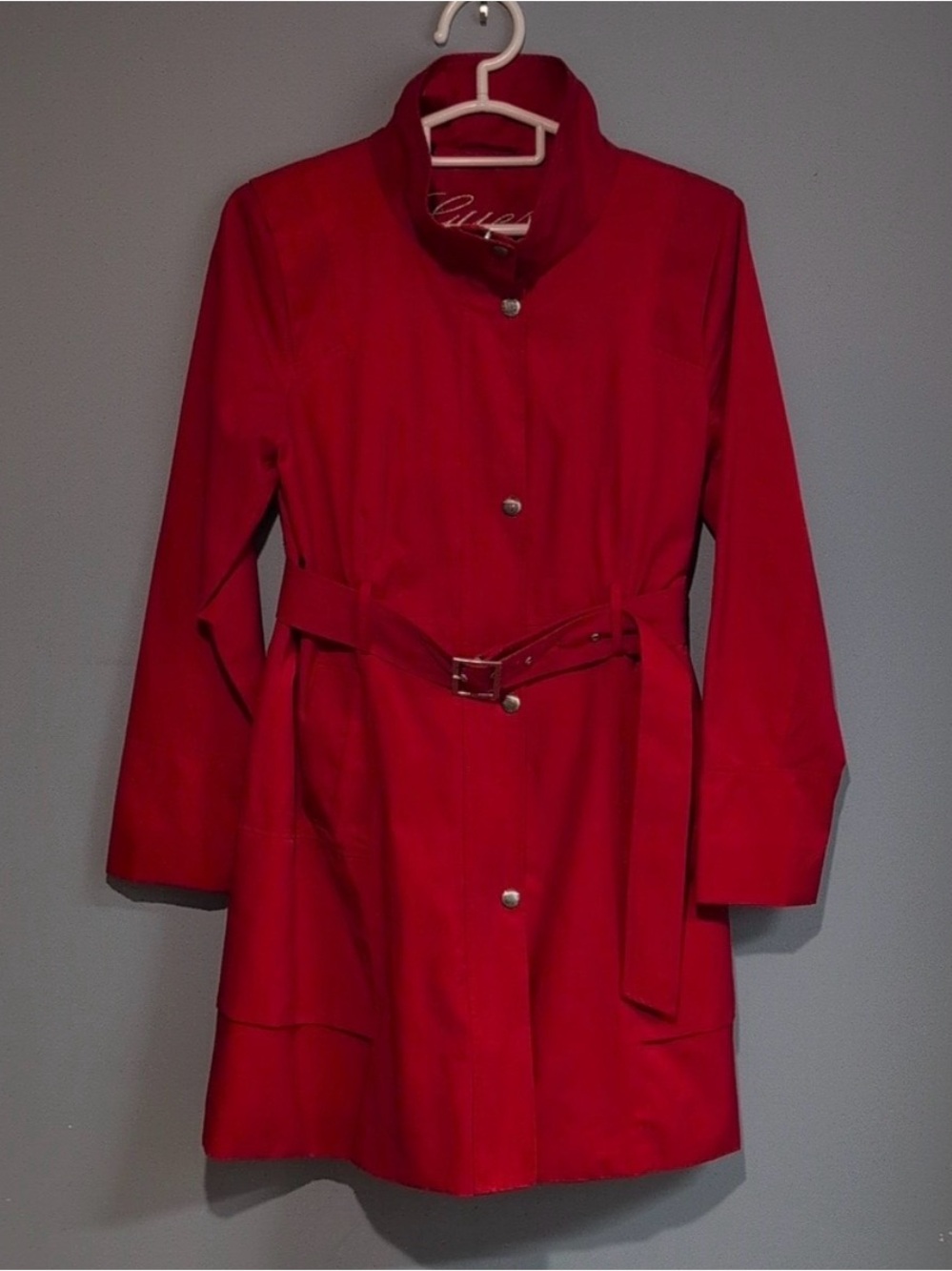 GUESS Red Women's Trench Coat Size Large